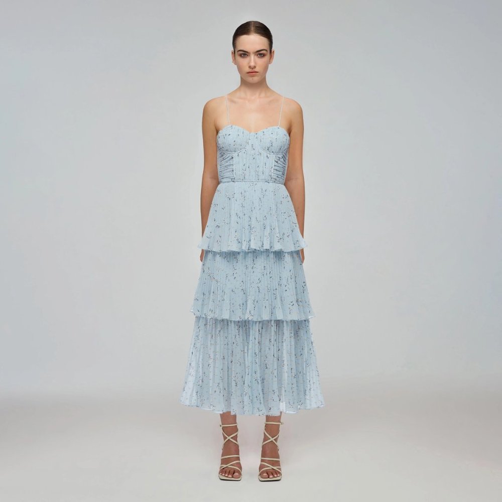 Self Portrait Metallic Tiered  Dress (size 4)